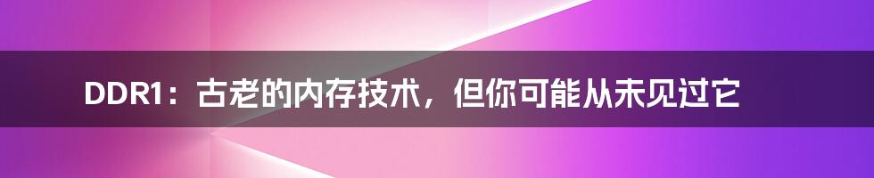 DDR1：古老的内存技术，但你可能从未见过它