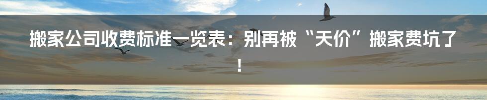 搬家公司收费标准一览表：别再被“天价”搬家费坑了！