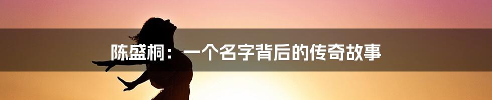 陈盛桐：一个名字背后的传奇故事