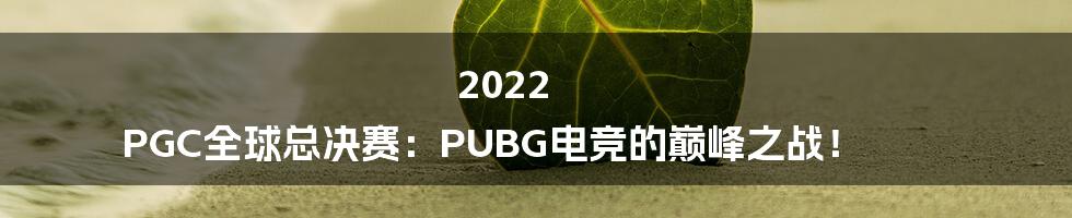 2022 PGC全球总决赛：PUBG电竞的巅峰之战！