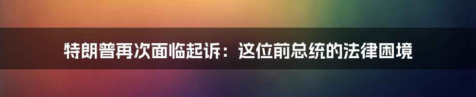 特朗普再次面临起诉：这位前总统的法律困境