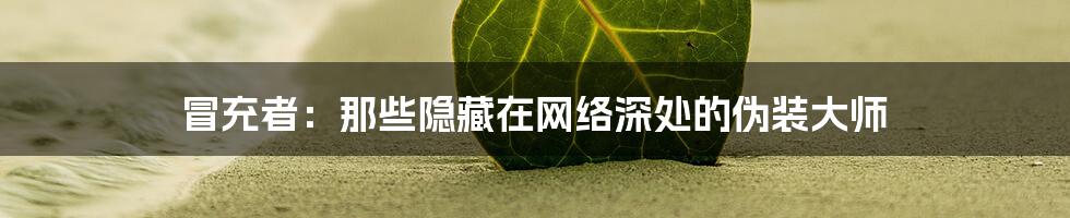 冒充者：那些隐藏在网络深处的伪装大师