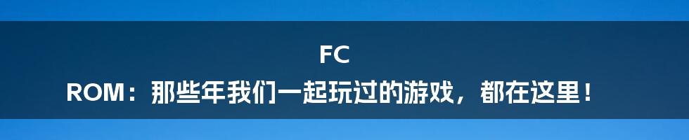 FC ROM：那些年我们一起玩过的游戏，都在这里！