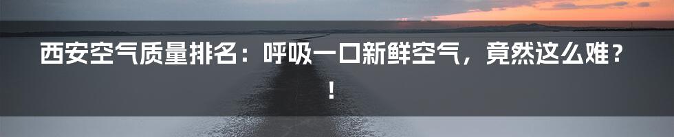 西安空气质量排名：呼吸一口新鲜空气，竟然这么难？！