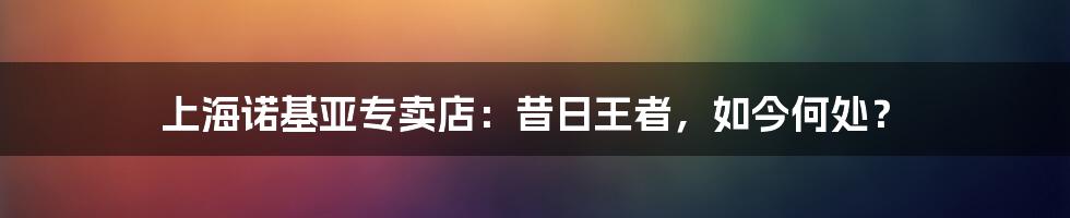 上海诺基亚专卖店：昔日王者，如今何处？