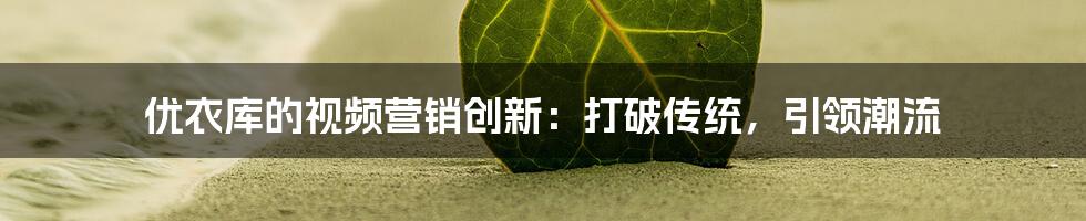 优衣库的视频营销创新：打破传统，引领潮流