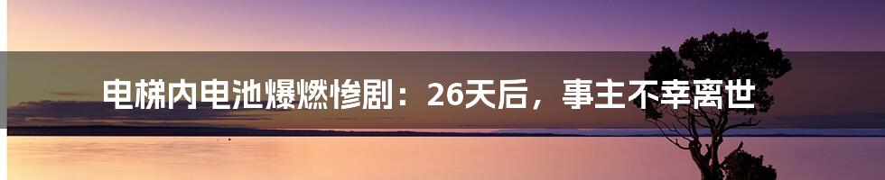 电梯内电池爆燃惨剧：26天后，事主不幸离世