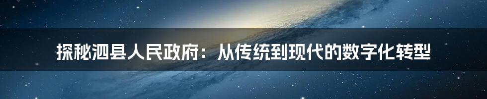 探秘泗县人民政府：从传统到现代的数字化转型