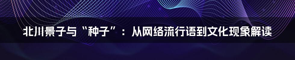 北川景子与“种子”：从网络流行语到文化现象解读