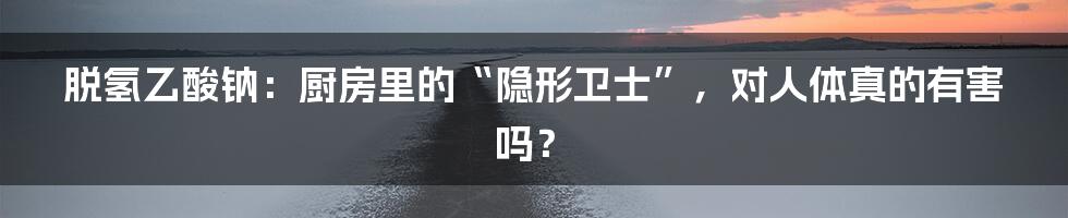 脱氢乙酸钠：厨房里的“隐形卫士”，对人体真的有害吗？