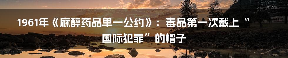 1961年《麻醉药品单一公约》：毒品第一次戴上“国际犯罪”的帽子