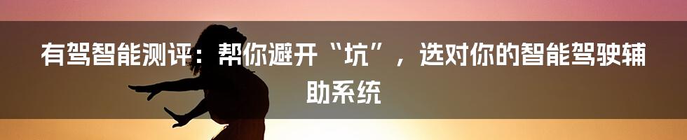 有驾智能测评：帮你避开“坑”，选对你的智能驾驶辅助系统