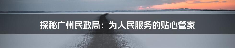 探秘广州民政局：为人民服务的贴心管家