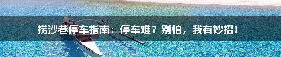 捞沙巷停车指南：停车难？别怕，我有妙招！