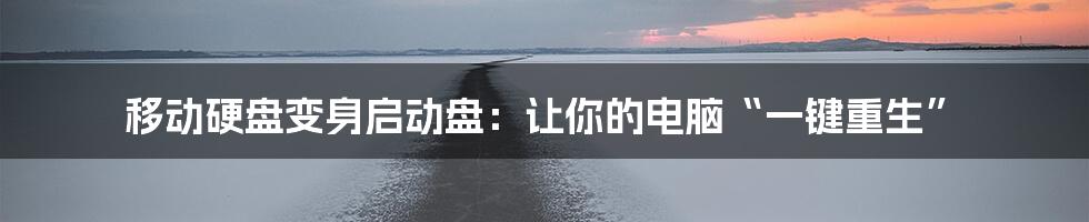 移动硬盘变身启动盘：让你的电脑“一键重生”