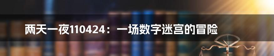 两天一夜110424：一场数字迷宫的冒险