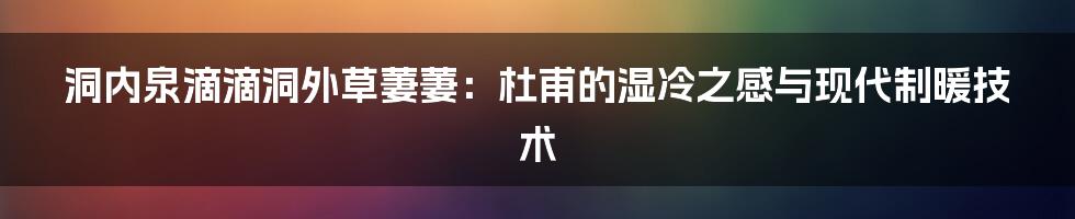 洞内泉滴滴洞外草萋萋：杜甫的湿冷之感与现代制暖技术