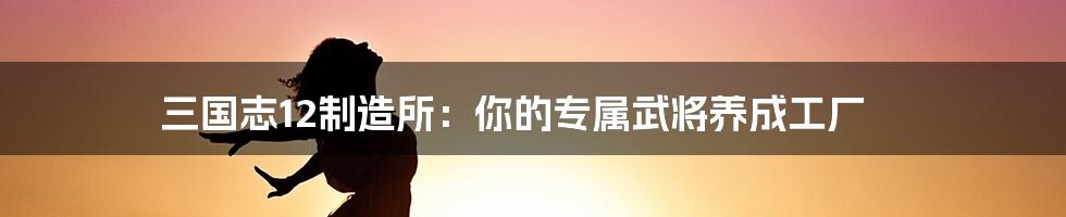 三国志12制造所：你的专属武将养成工厂