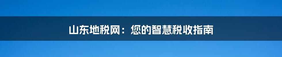 山东地税网：您的智慧税收指南