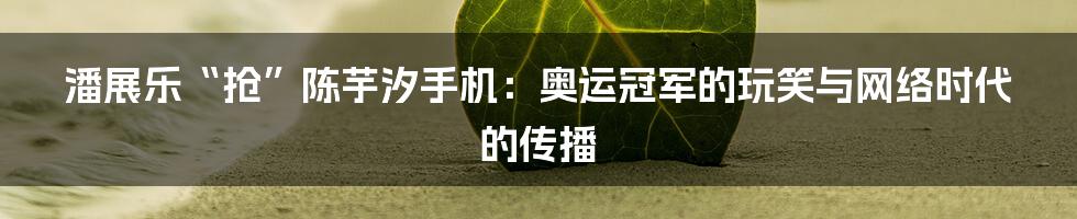 潘展乐“抢”陈芋汐手机：奥运冠军的玩笑与网络时代的传播