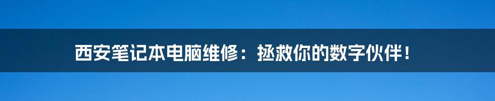 西安笔记本电脑维修：拯救你的数字伙伴！