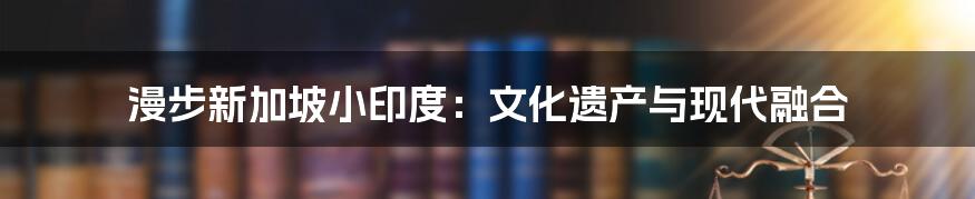 漫步新加坡小印度：文化遗产与现代融合