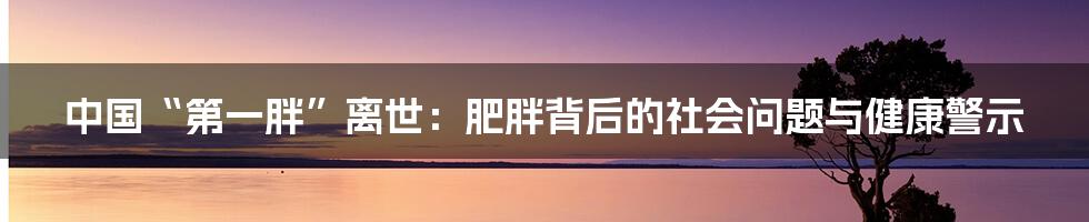 中国“第一胖”离世：肥胖背后的社会问题与健康警示