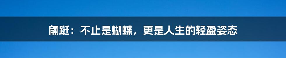 翩跹：不止是蝴蝶，更是人生的轻盈姿态