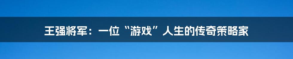 王强将军：一位“游戏”人生的传奇策略家