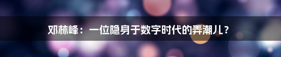 邓林峰：一位隐身于数字时代的弄潮儿？