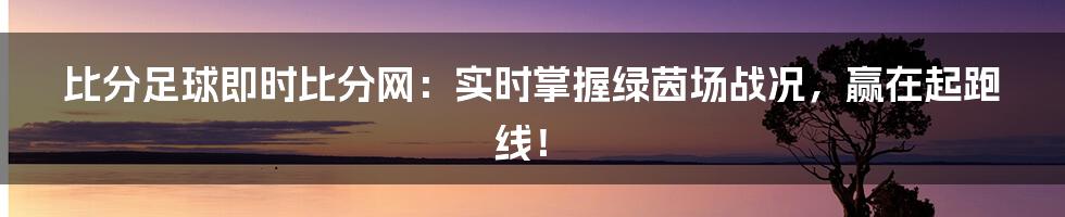 比分足球即时比分网：实时掌握绿茵场战况，赢在起跑线！