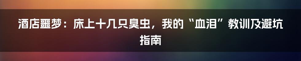 酒店噩梦：床上十几只臭虫，我的“血泪”教训及避坑指南