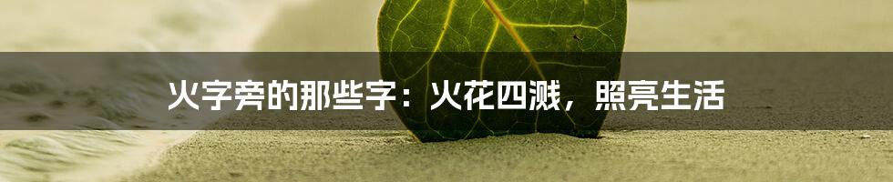 火字旁的那些字：火花四溅，照亮生活