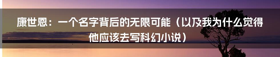 康世恩：一个名字背后的无限可能（以及我为什么觉得他应该去写科幻小说）