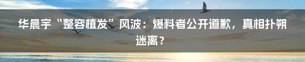 华晨宇“整容植发”风波：爆料者公开道歉，真相扑朔迷离？