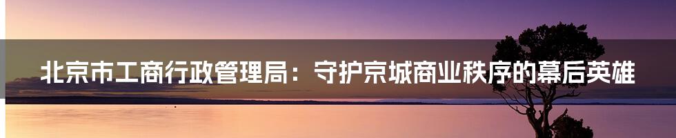 北京市工商行政管理局：守护京城商业秩序的幕后英雄