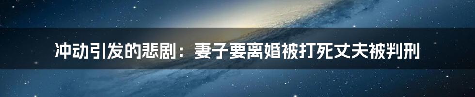 冲动引发的悲剧：妻子要离婚被打死丈夫被判刑