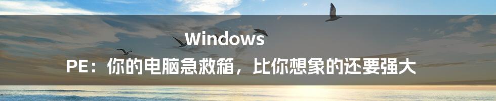 Windows PE：你的电脑急救箱，比你想象的还要强大