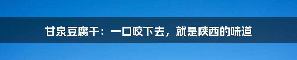 甘泉豆腐干：一口咬下去，就是陕西的味道