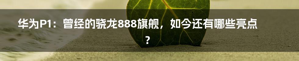 华为P1：曾经的骁龙888旗舰，如今还有哪些亮点？