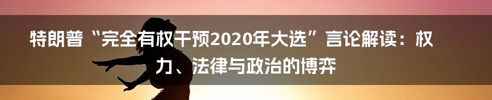 特朗普“完全有权干预2020年大选”言论解读：权力、法律与政治的博弈