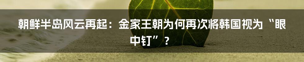 朝鲜半岛风云再起：金家王朝为何再次将韩国视为“眼中钉”？