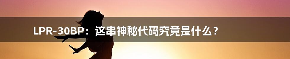 LPR-30BP：这串神秘代码究竟是什么？