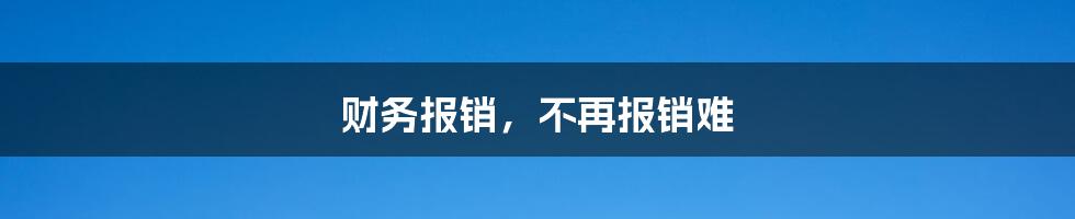 财务报销，不再报销难