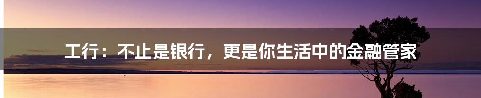 工行：不止是银行，更是你生活中的金融管家