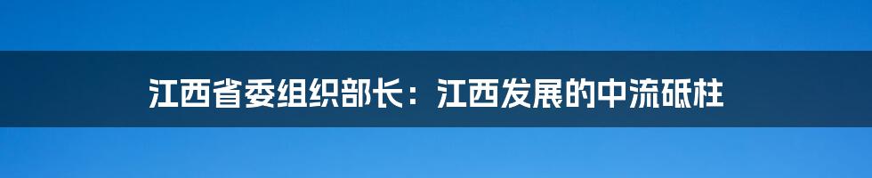 江西省委组织部长：江西发展的中流砥柱