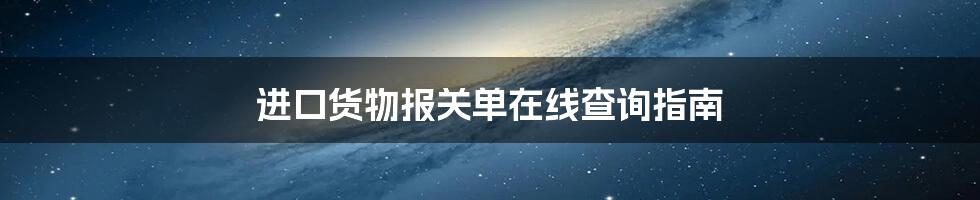 进口货物报关单在线查询指南