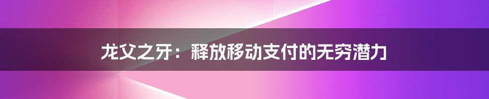 龙父之牙：释放移动支付的无穷潜力