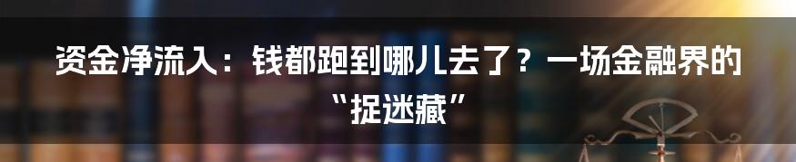 资金净流入：钱都跑到哪儿去了？一场金融界的“捉迷藏”