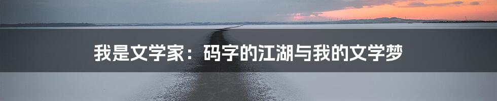 我是文学家：码字的江湖与我的文学梦